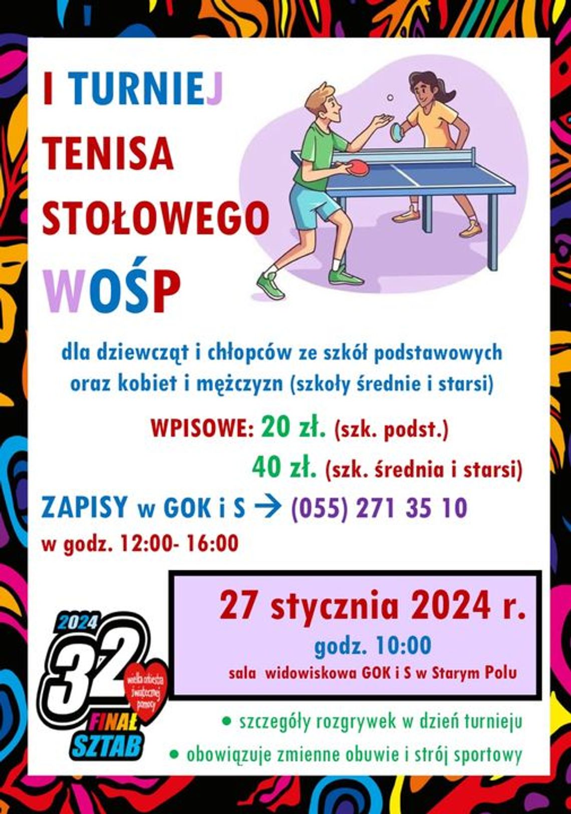 Stare Pole. I Turniej Tenisa Stołowego WOŚP.