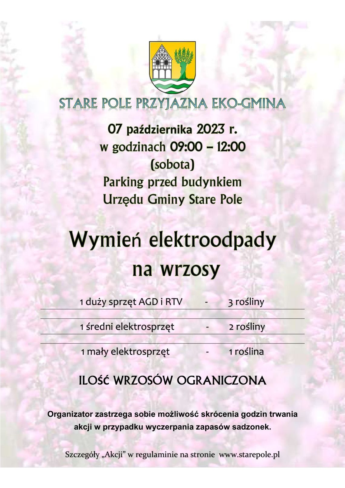 Stare Pole. Wymień elektroodpady na wrzosy.