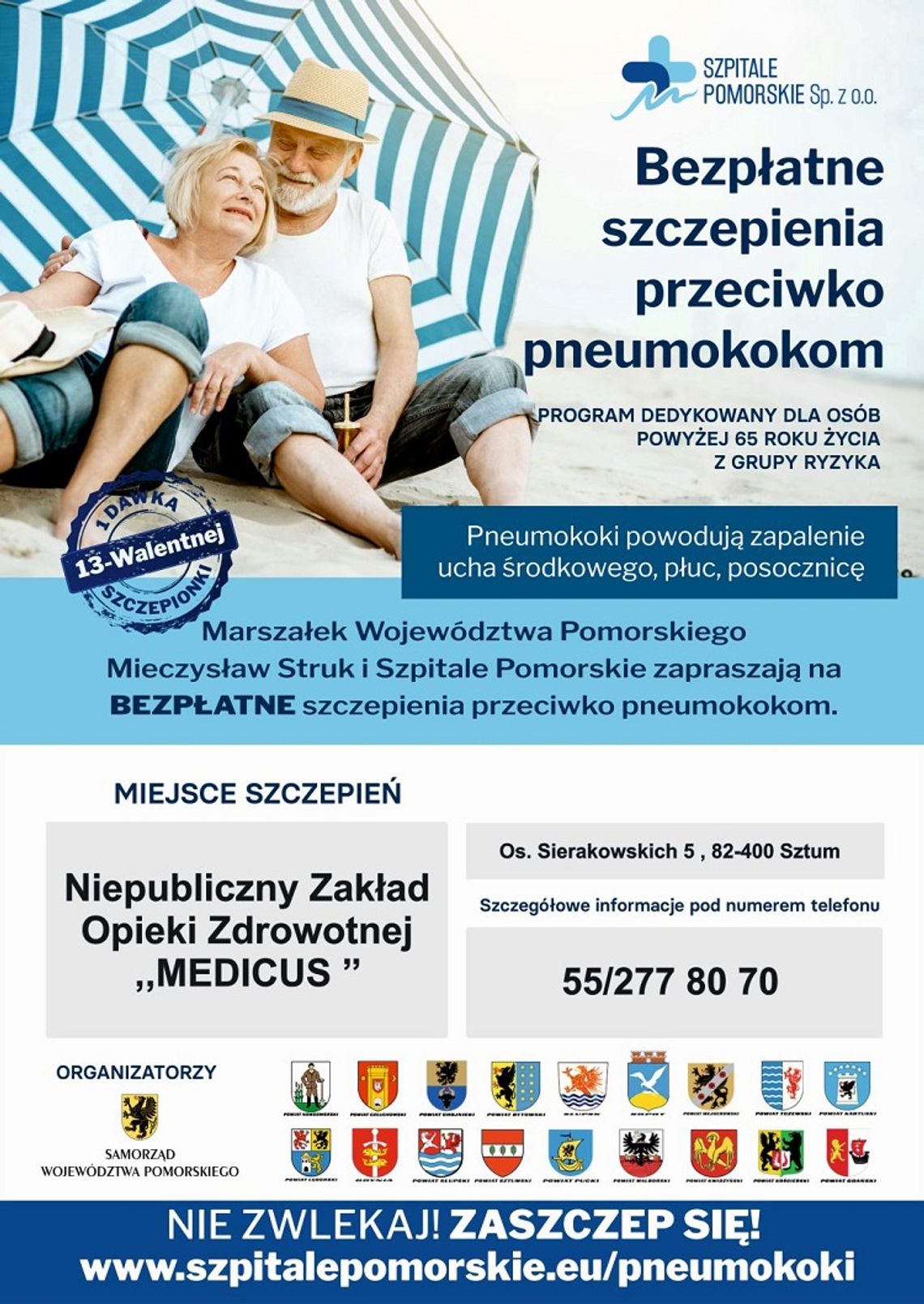 Stop pneumokokom!  Akcja bezpłatnych szczepień obejmuje także seniorów z Powiatu Sztumskiego