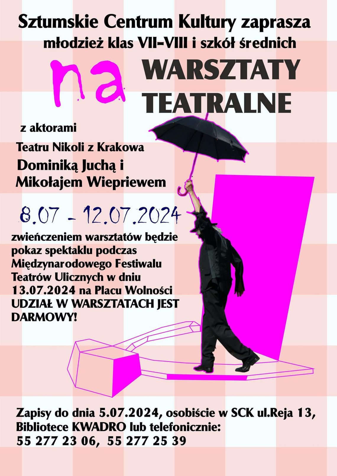 Sztum. Warsztaty teatralne dla dzieci i młodzieży z aktorami Teatru Nikoli z Krakowa