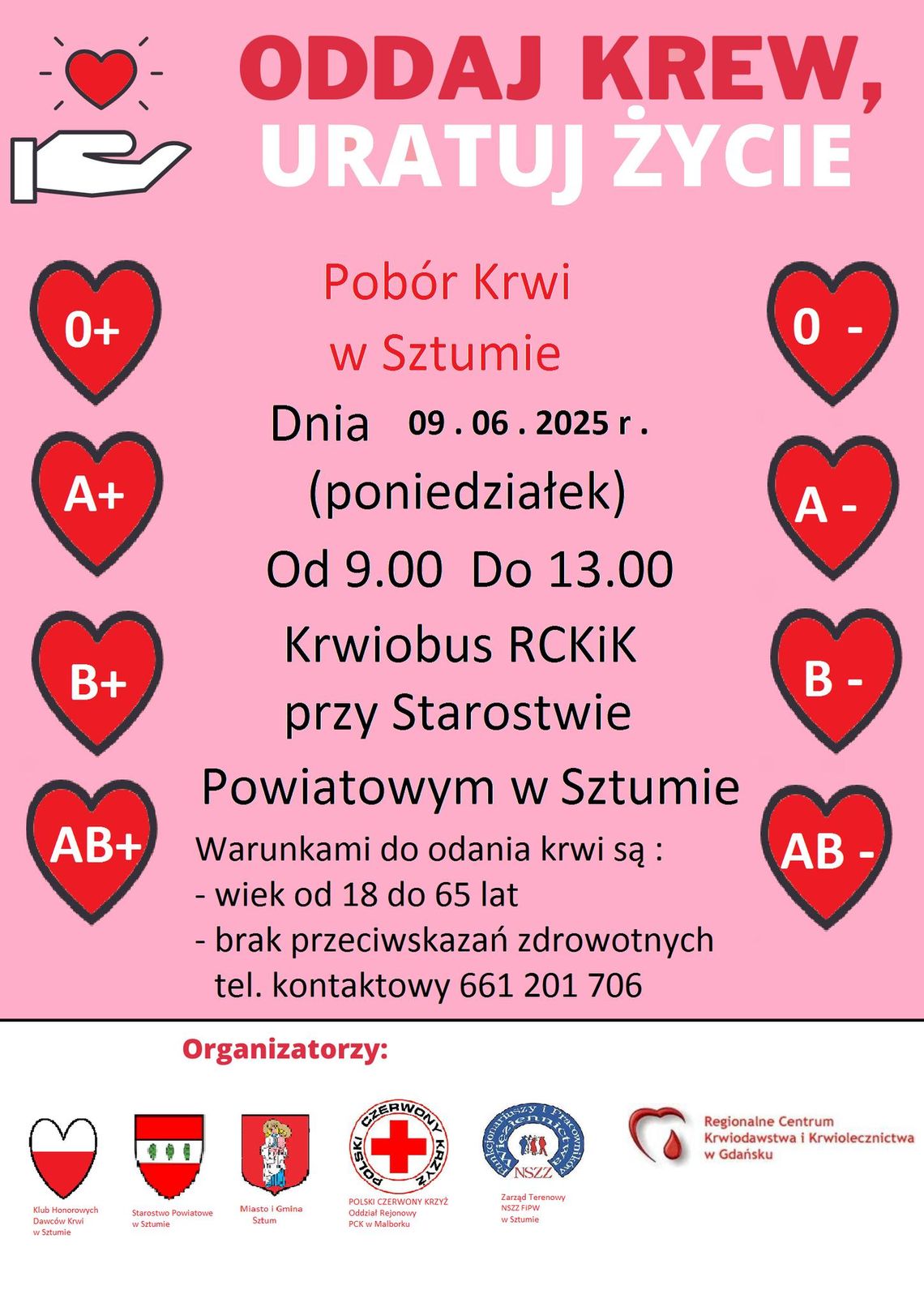 Sztum. Zostań bohaterem – oddaj krew!