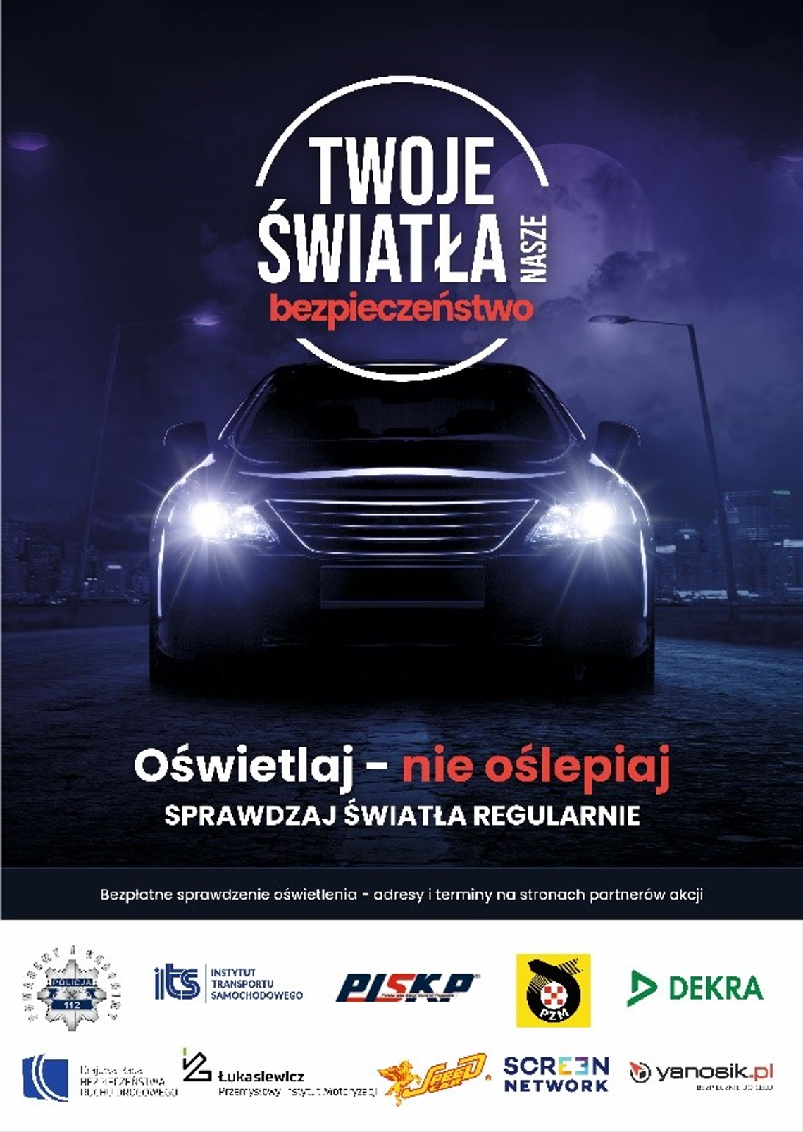 „Twoje Światła - Nasze Bezpieczeństwo” - malborscy policjanci apelują do kierowców o sprawdzanie świateł.