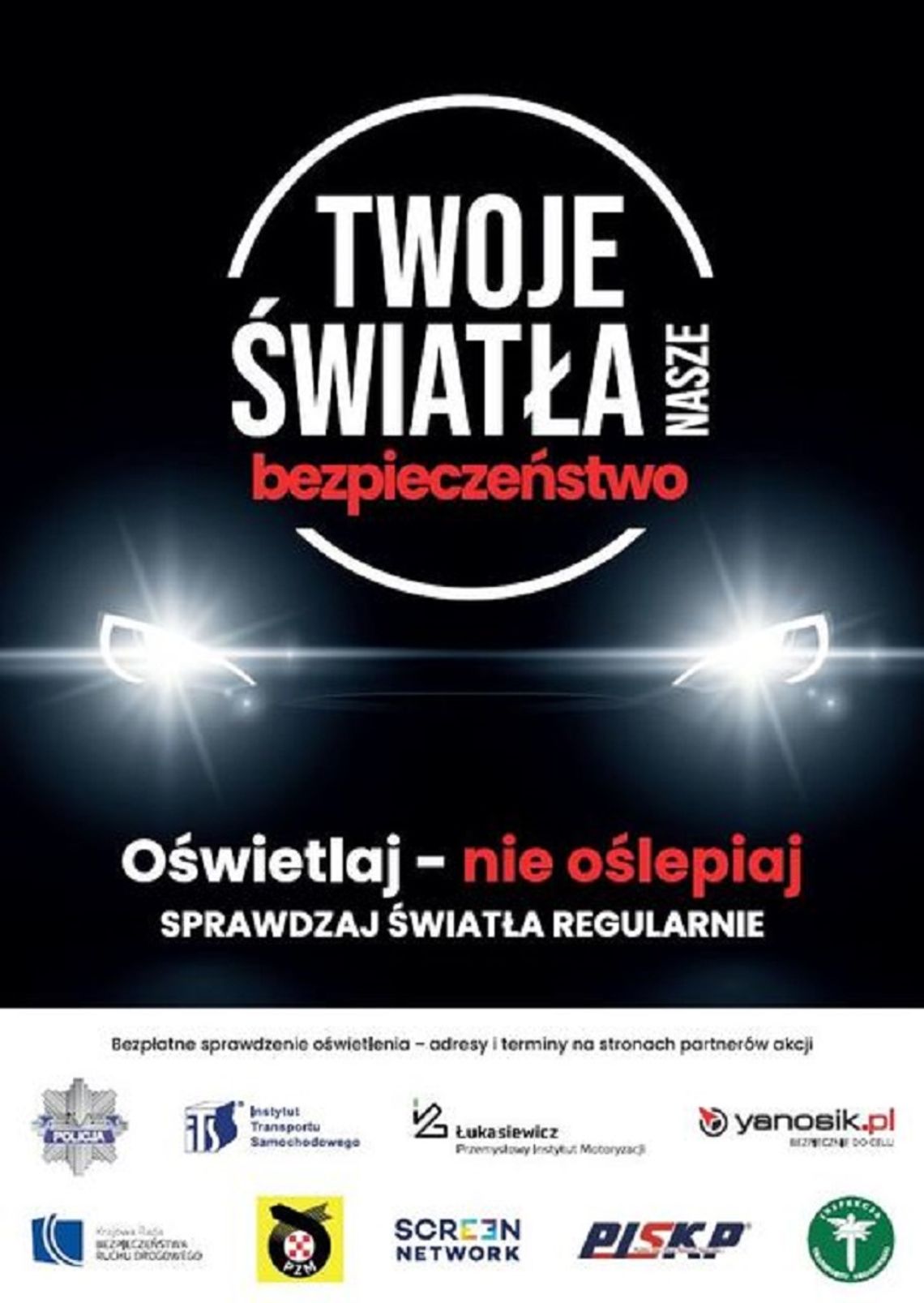 „Twoje światła – Nasze bezpieczeństwo”. W sobotę sprawdzimy bezpłatnie światła w samochodach.