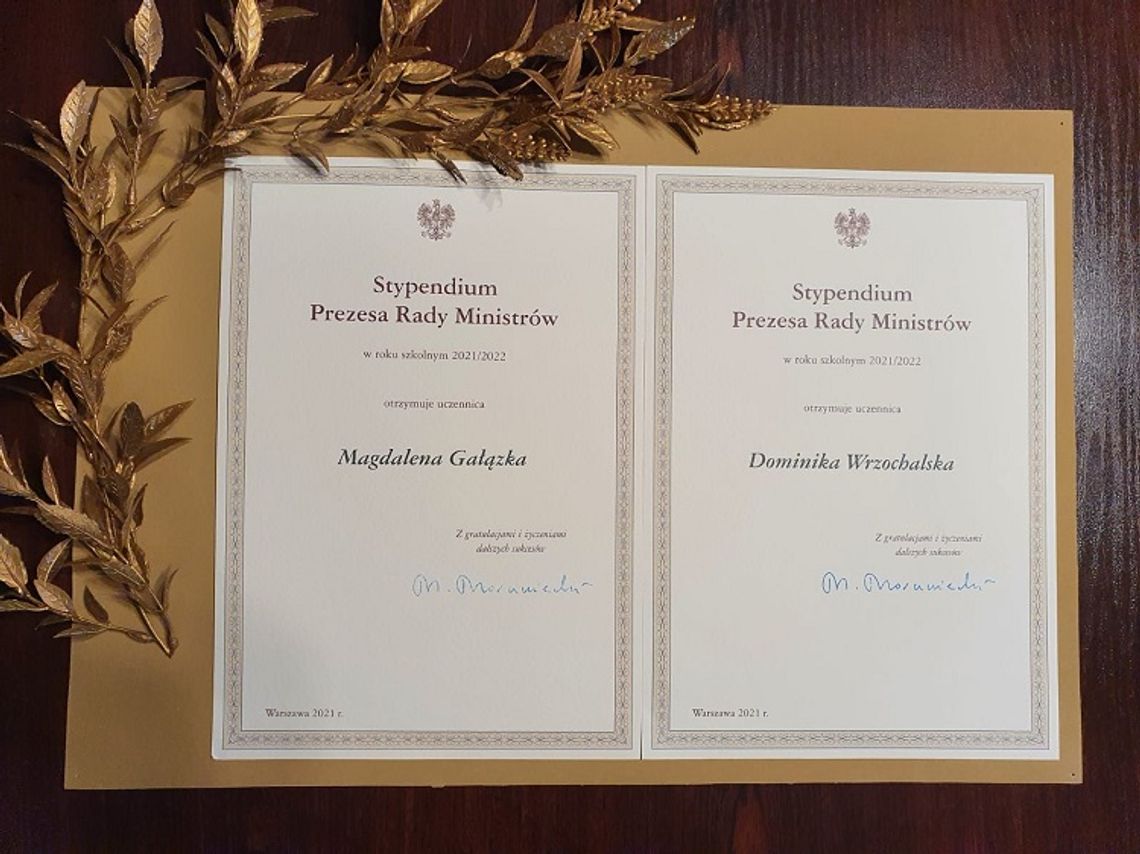 Uczennice I LO w Malborku stypendystkami Prezesa Rady Ministrów 