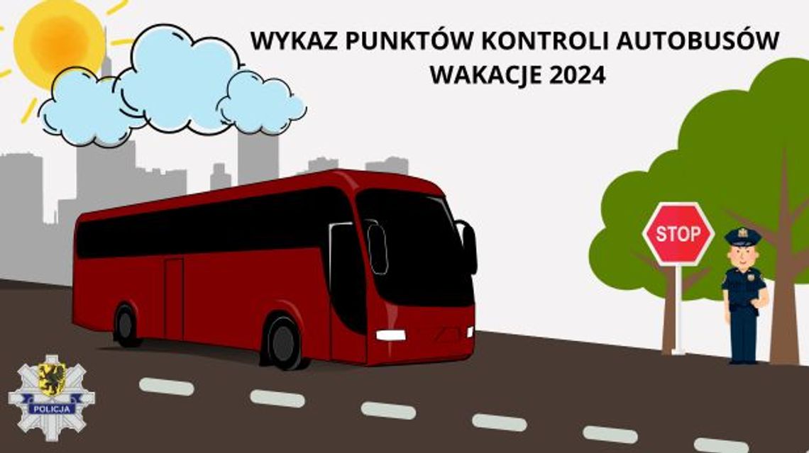 WAKACJE 2024. Wykaz punktów kontroli autobusów w województwie pomorskim.