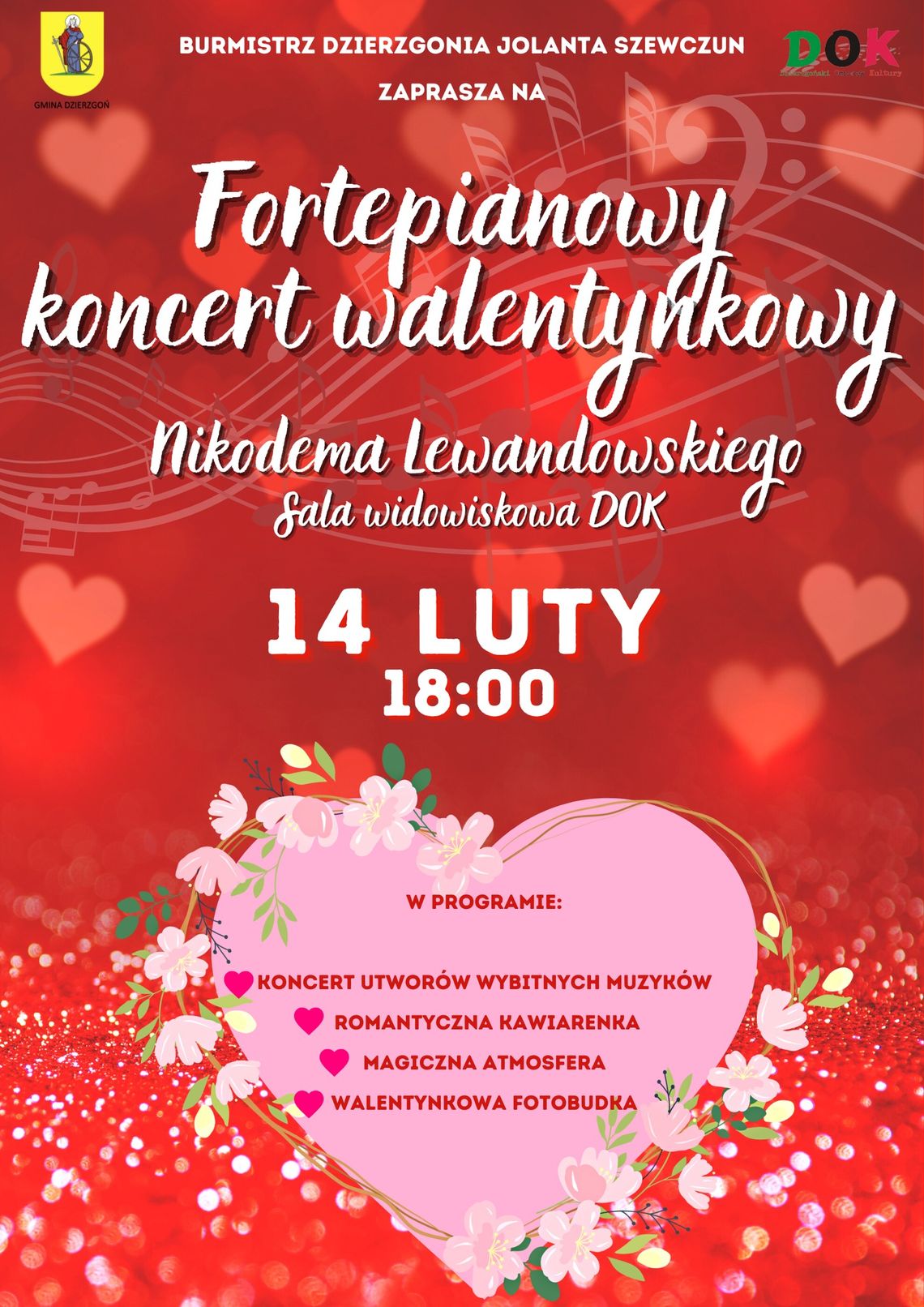 Walentynkowy koncert fortepianowy w Dzierzgoniu.