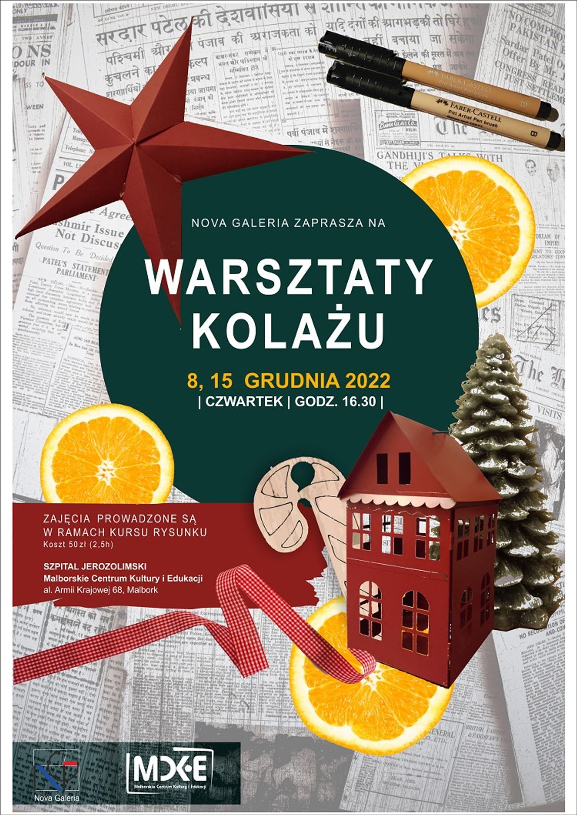 Warsztaty kolażu w malborskiej Galerii Nova.