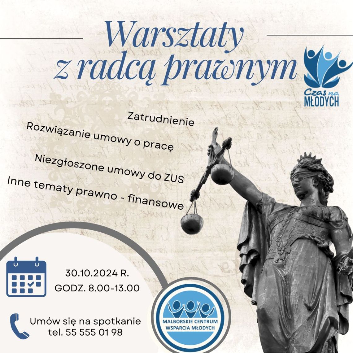 Warsztaty z radcą prawnym w Malborskim Centrum Wsparcia Młodych.