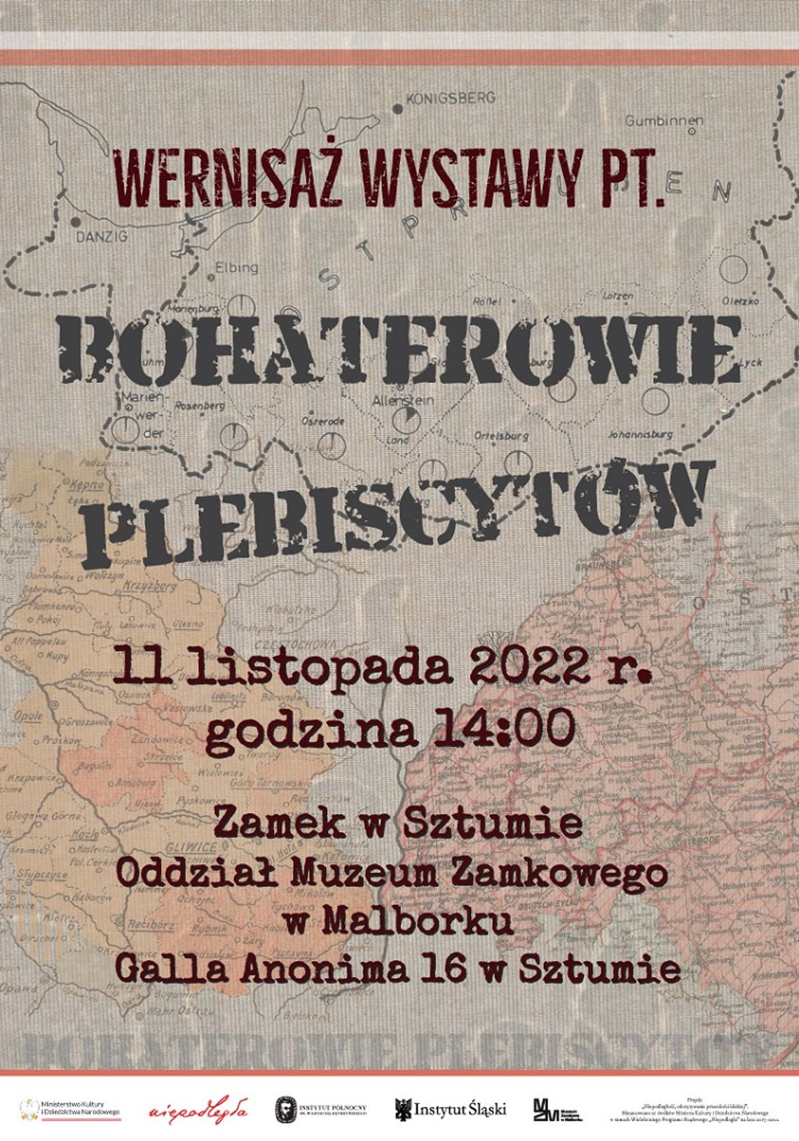 Wernisaż wystawy "Bohaterowie plebiscytu" na zamku w Sztumie.