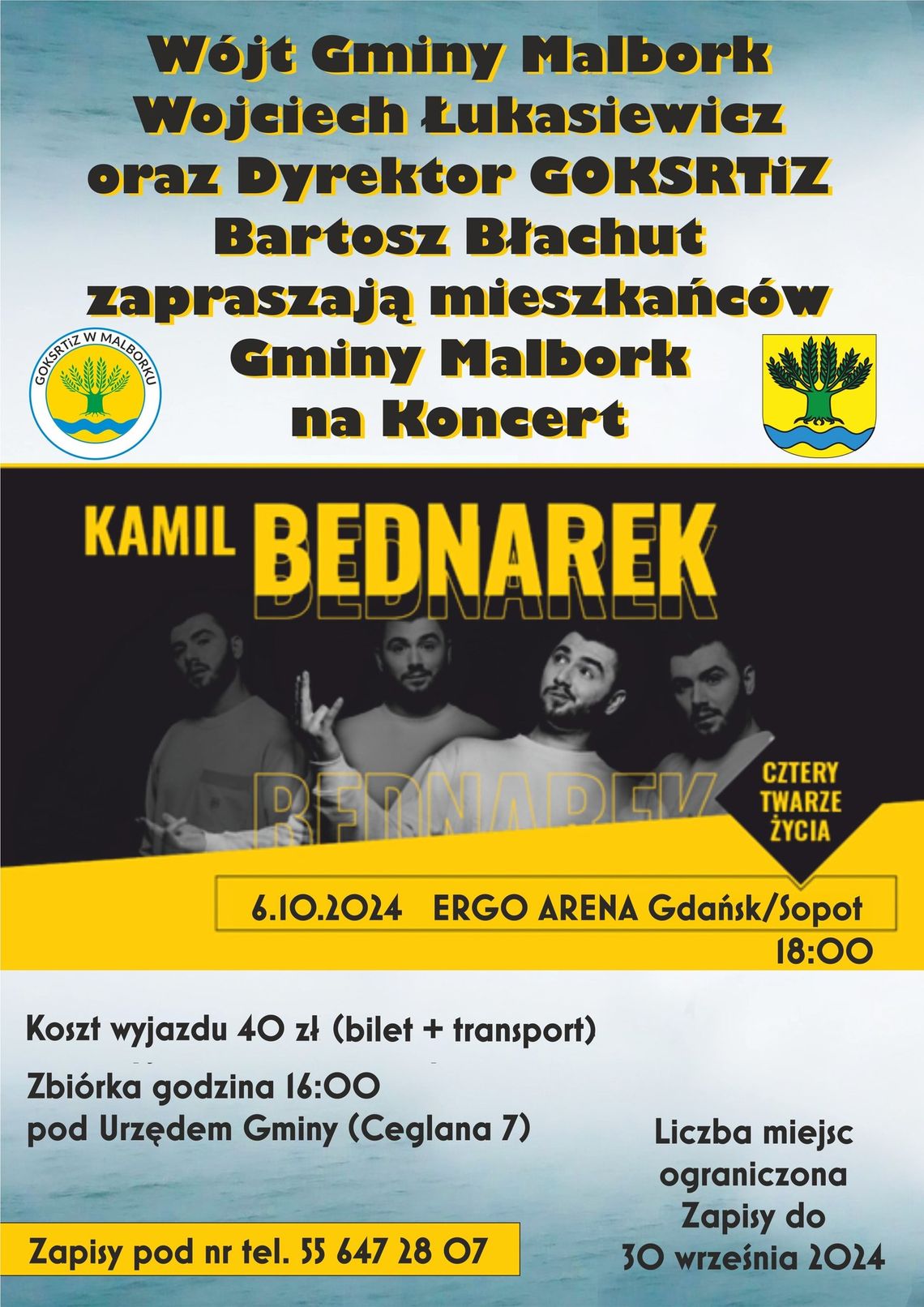 Wyjazd na koncert Kamila Bednarka dla mieszkańców Gminy Malbork.