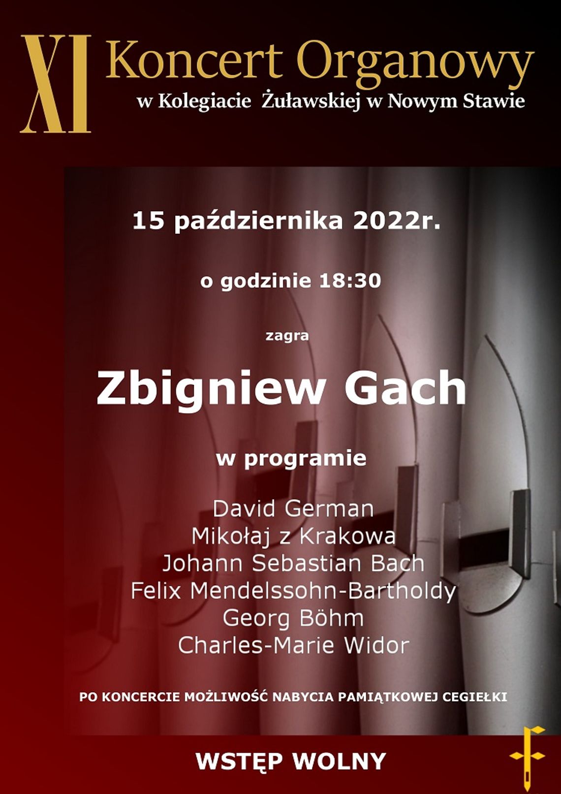 XI Koncert Organowy w Kolegiacie Żuławskiej w Nowym Stawie.