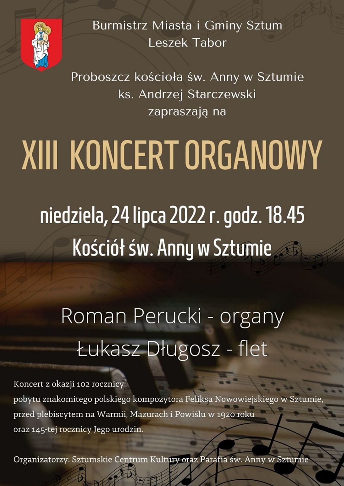 XIII Koncert Organowy w Kościele św. Anny w Sztumie.