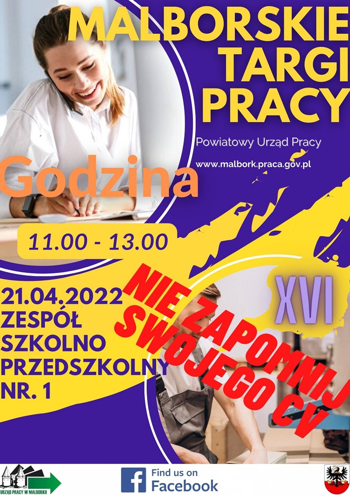 XVI Malborskie Targi Pracy. Zaprasza Powiatowy Urząd Pracy w Malborku.