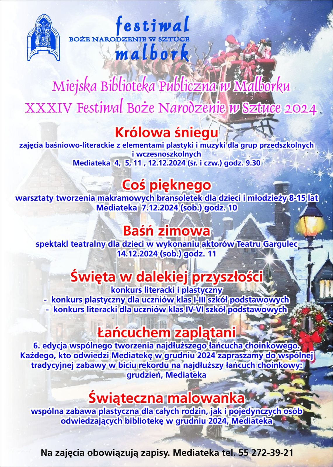 XXXIV Festiwal Boże Narodzenie w Sztuce. Zajęcia w Miejskiej Bibliotece Publicznej w Malborku