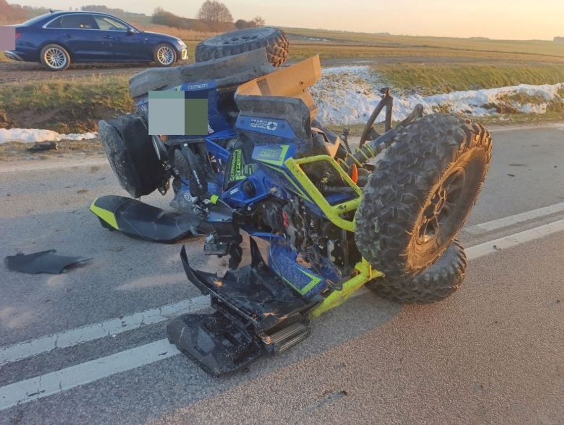 Zderzenie Audi z quadem w Tropach Sztumskich