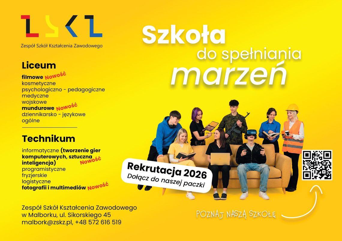 ZSKZ zachęca do rekrutacji. „Dołącz do szkoły spełniającej marzenia!”