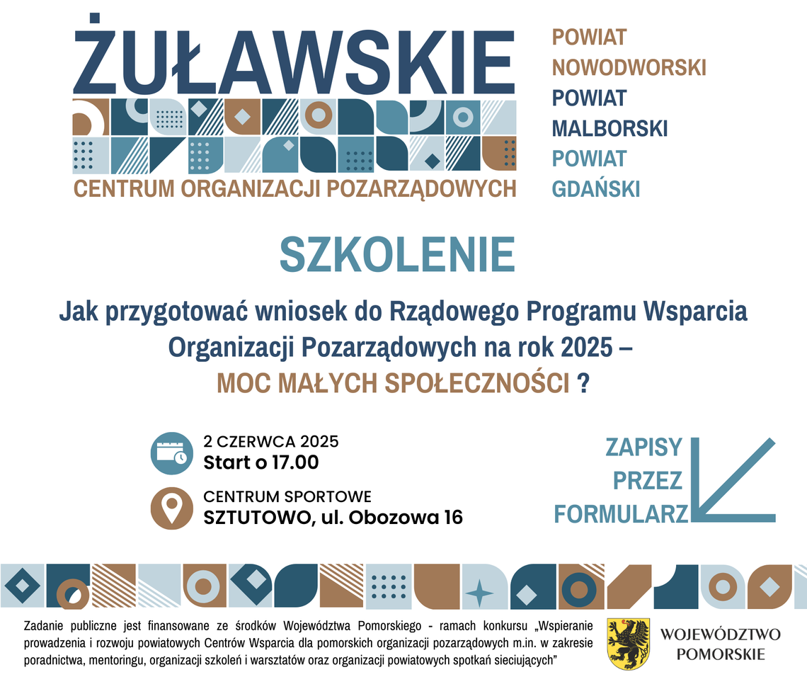 Żuławskie Centrum Organizacji Pozarządowych - wsparcie dla NGO z trzech powiatów. Zapisz się na bezpłatne szkolenie.