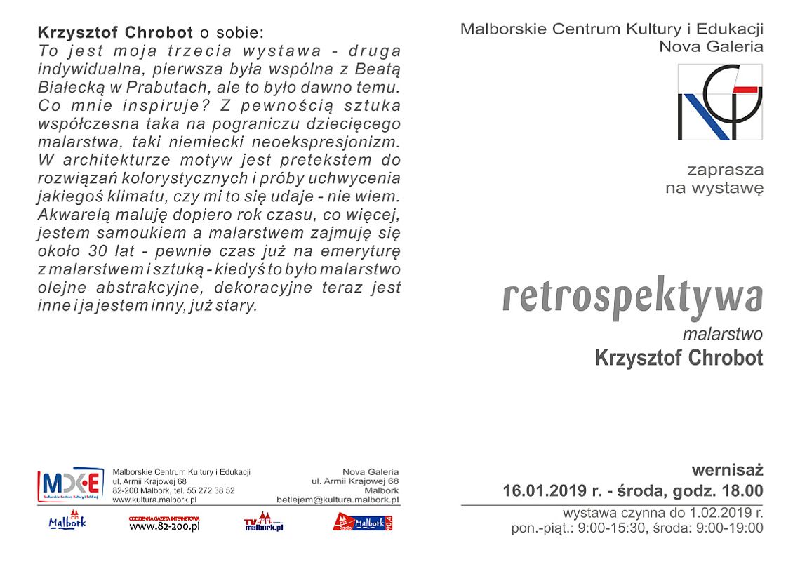 Nova Galeria - wystawa malarstwa Krzysztofa Chrobota -Retrospektywa 